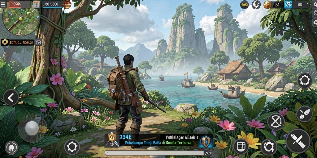 Gameplay seru di dunia terbuka 234E yang indah.