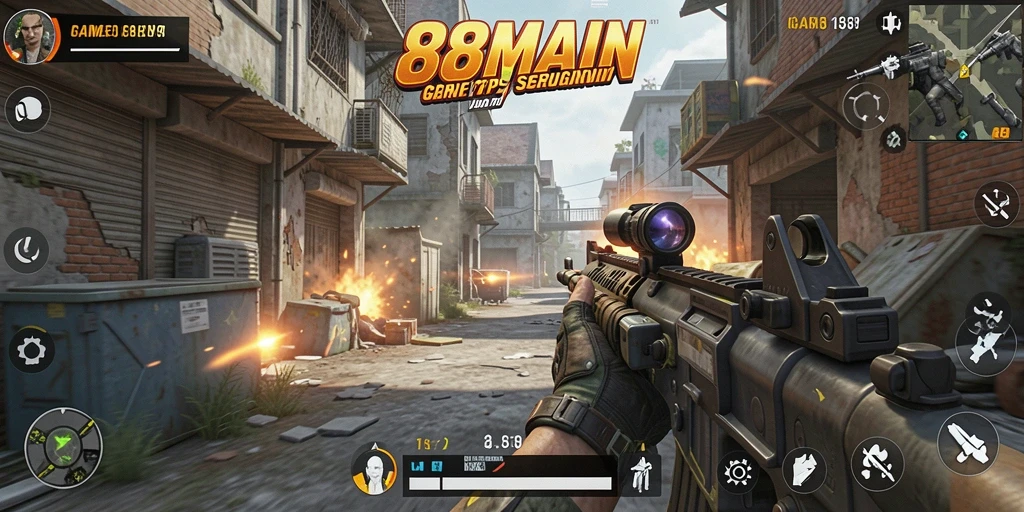 Tampilan gameplay seru dalam 88MAIN dengan aksi berkecepatan tinggi.