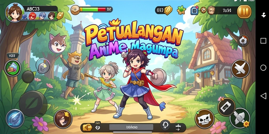 Tampilan gameplay seru dengan karakter anime favorit.