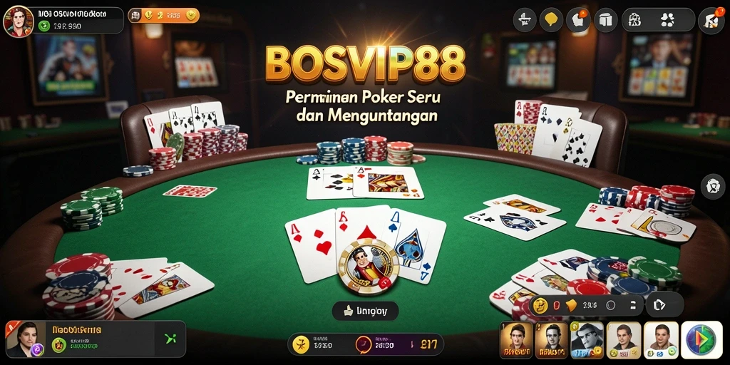 Tampilan gameplay Poker yang menegangkan di BOSVIP88