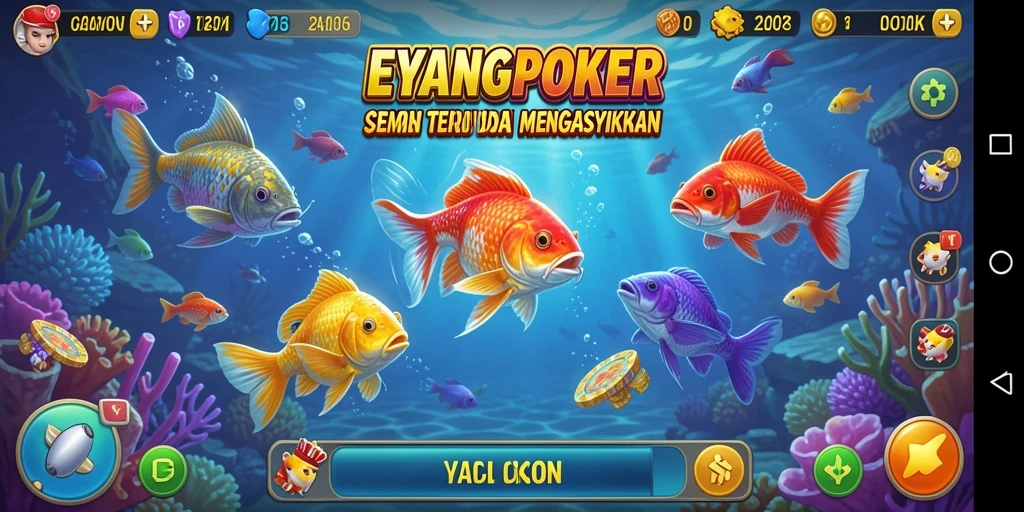 Tampilan gameplay EYANGPOKER yang seru saat menembak ikan.