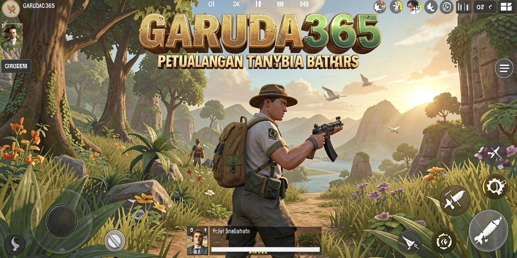Tangkapan layar GARUDA365 yang memperlihatkan eksplorasi dunia terbuka yang menakjubkan.