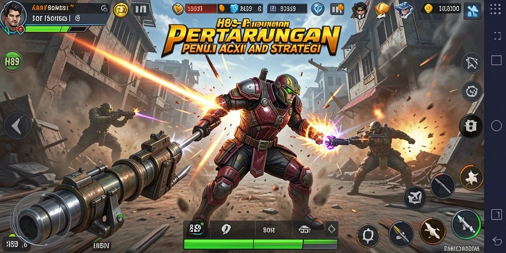 Screenshot H89 menampilkan pertarungan epik antar karakter dengan efek visual yang memukau.