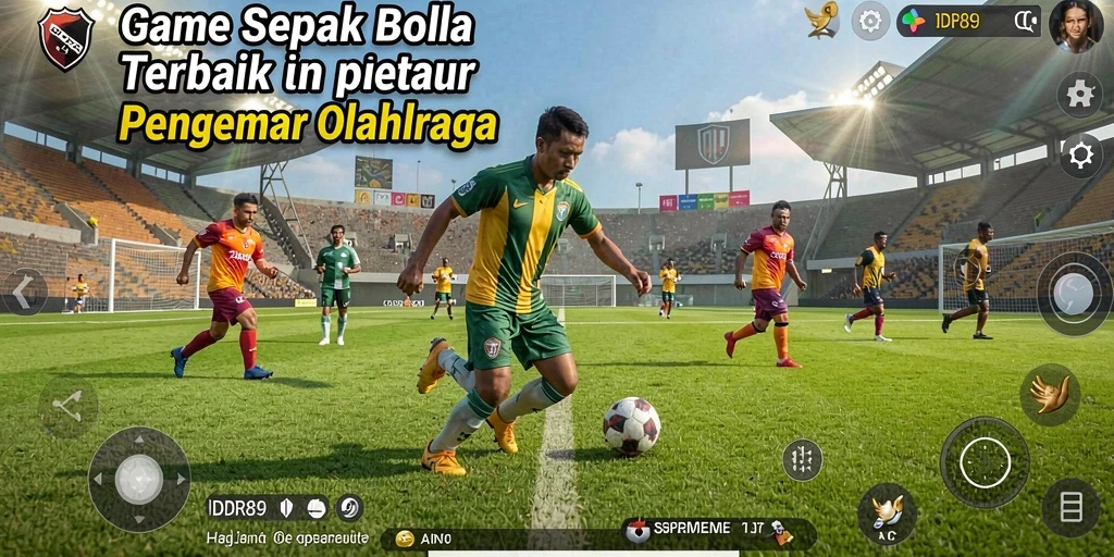 Screenshot gameplay IDR89 menampilkan aksi sepak bola yang intens.