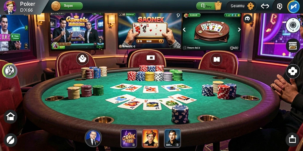 Tampilan gameplay poker yang menegangkan di IDX66.