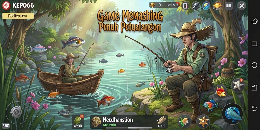 Gameplay KEPO66 menampilkan pengalaman memancing yang seru dan mendebarkan.