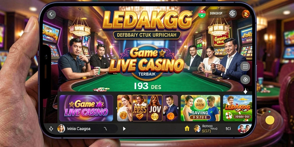Tampilan utama LEDAKGG yang menampilkan aksi permainan Live Casino.