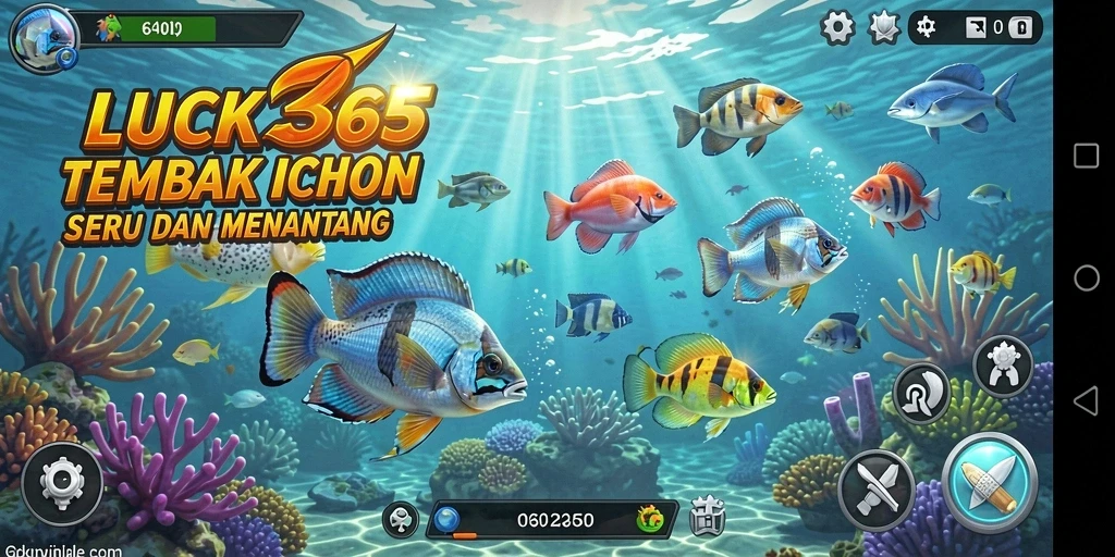 Tampilan gameplay seru dalam LUCK365 saat menembak ikan.