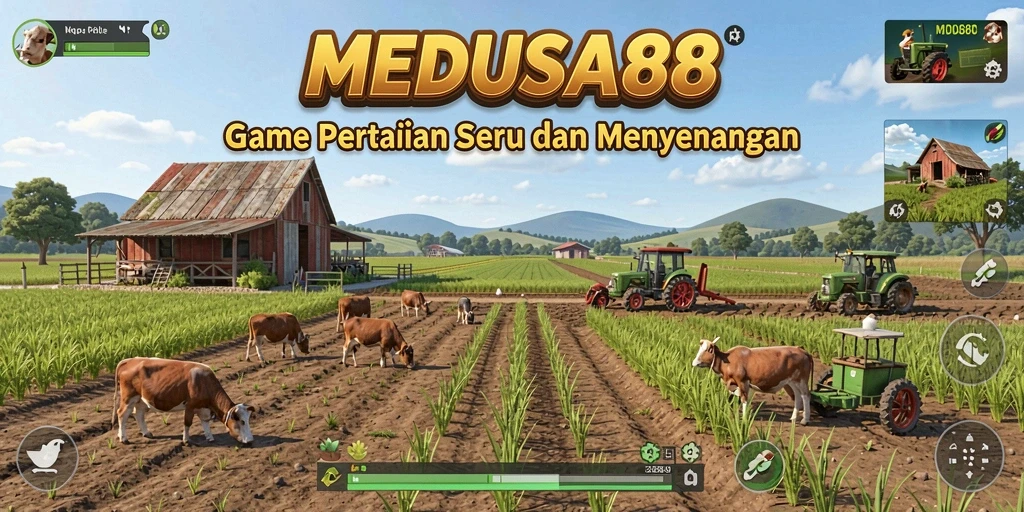 Tampilan gameplay menarik dan aktivitas bertani yang seru.