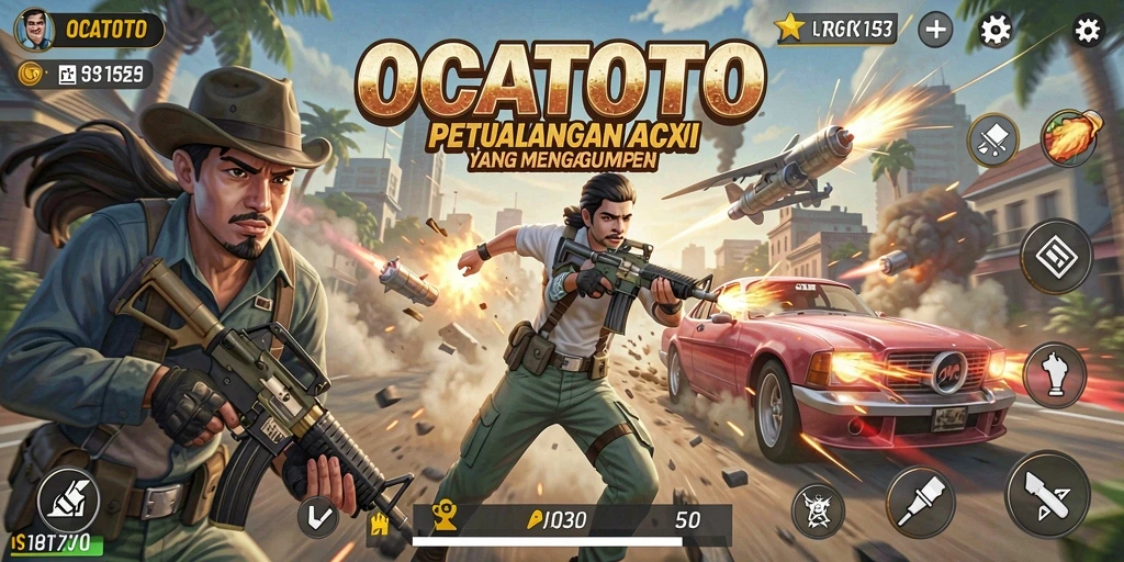 Screenshot gameplay OCATOTO menampilkan aksi seru penuh warna.