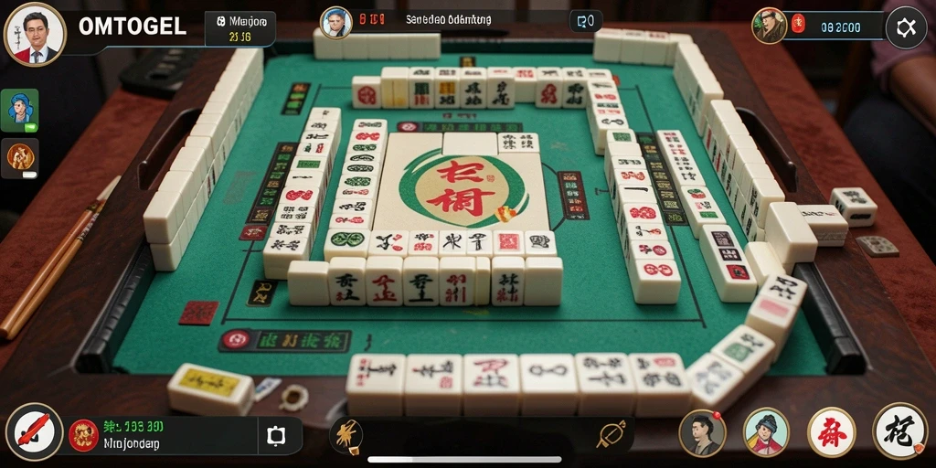 Tampilan menarik dari gameplay OMTOGEL menampilkan elemen Mahjong.