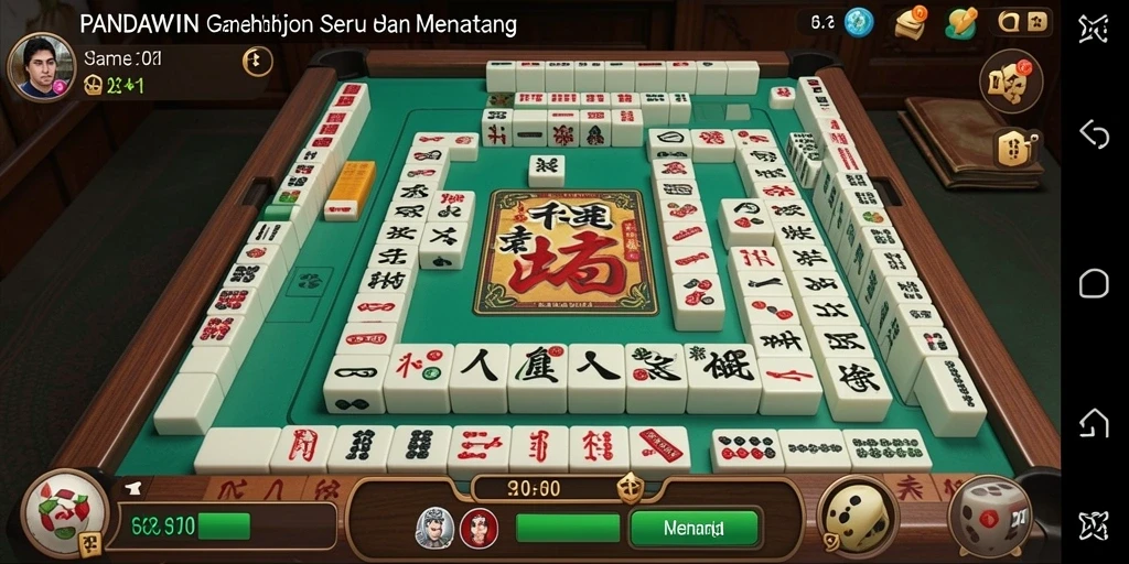 Gameplay menarik Mahjong di PANDAWIN dengan ubin berwarna-warni.