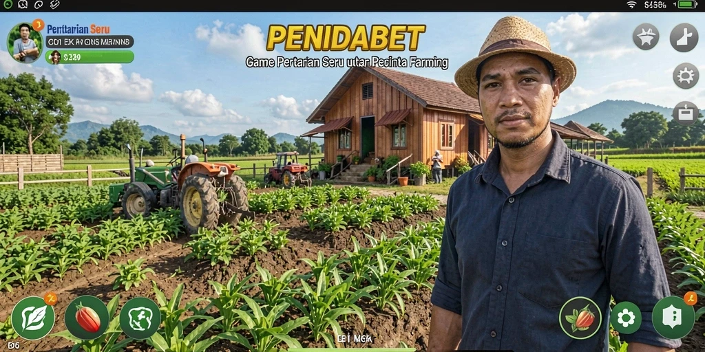 Tampilan menarik dari gameplay <strong>PENIDABET</strong> dengan berbagai tanaman dan alat pertanian.