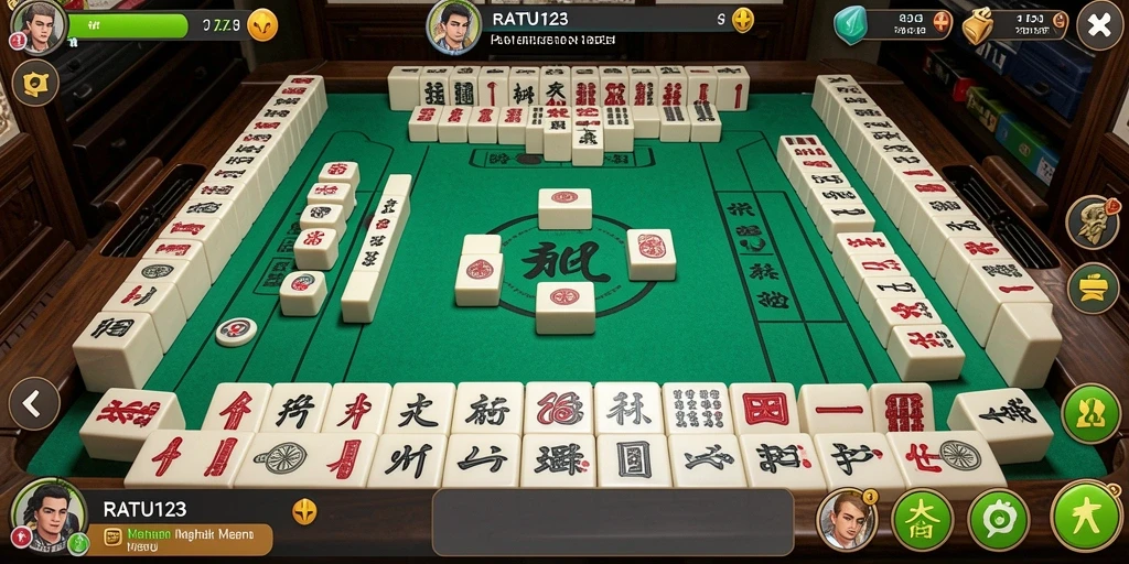 Tampilan gameplay Mahjong di RATU123 yang seru dan mendebarkan.