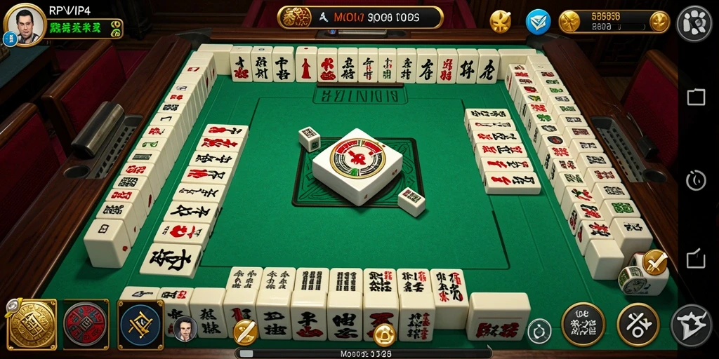 Screenshot gameplay RPVIP4 menampilkan suasana permainan Mahjong yang seru.