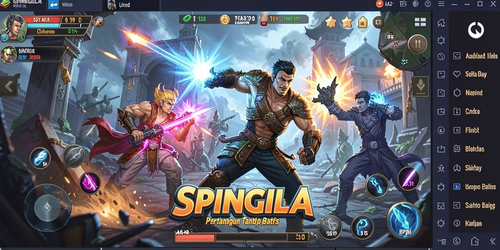 Tampilan gameplay SPINGILA yang menarik saat pertarungan berlangsung.