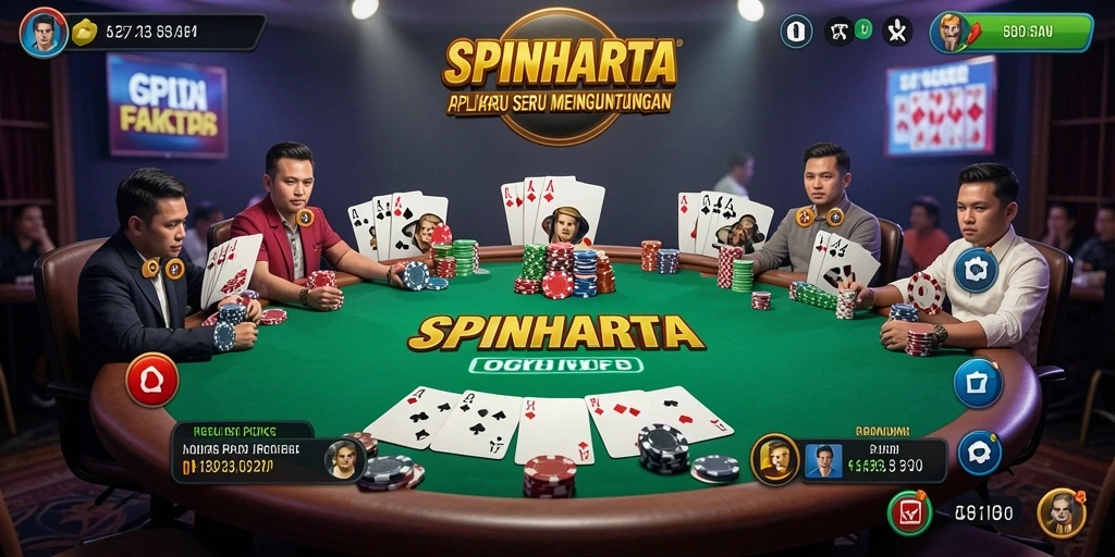 Screenshot gameplay SPINHARTA yang menampilkan suasana Poker yang menarik.