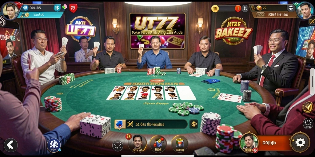 Screenshot UT77 menampilkan gameplay poker yang mendebarkan dan grafis yang memukau.