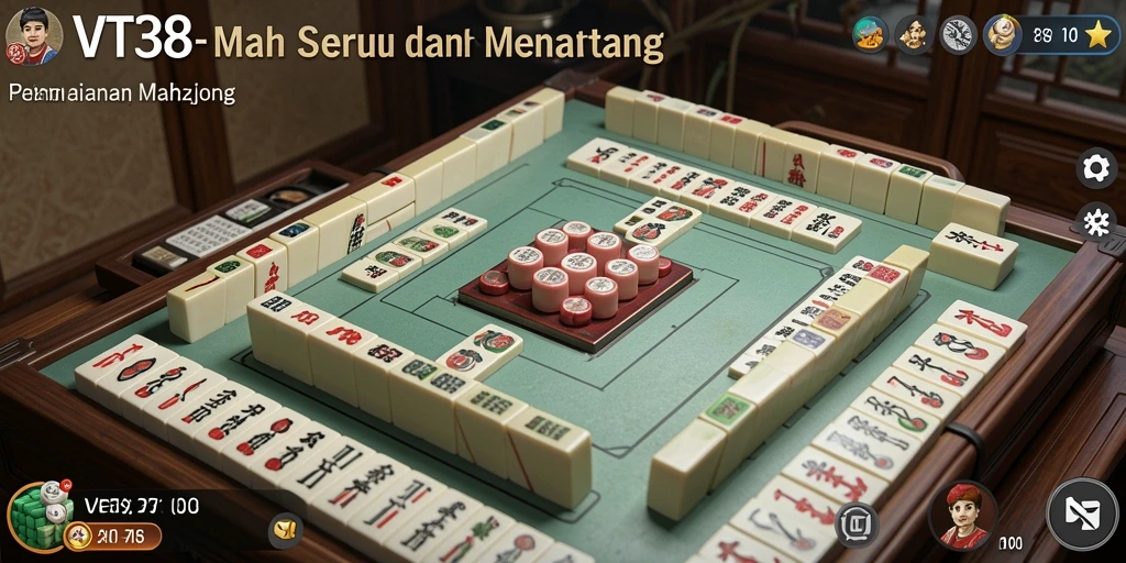 Screenshot VT38 menunjukkan gameplay Mahjong yang menantang dan mengasyikkan.