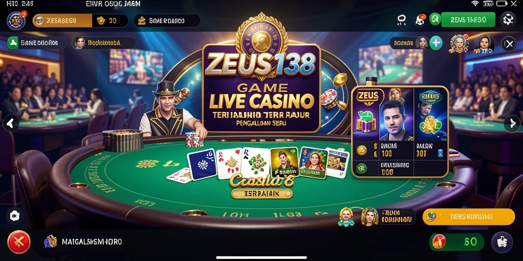 Tangkapan layar zeus138 menunjukkan dealer langsung dalam permainan Live Casino.